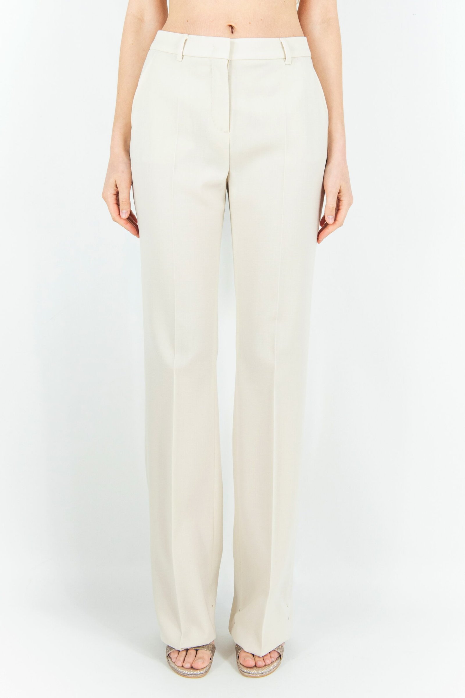 MAX MARA STUDIO pantaloni in pura lana MANAGER variante 012 colore Avorio