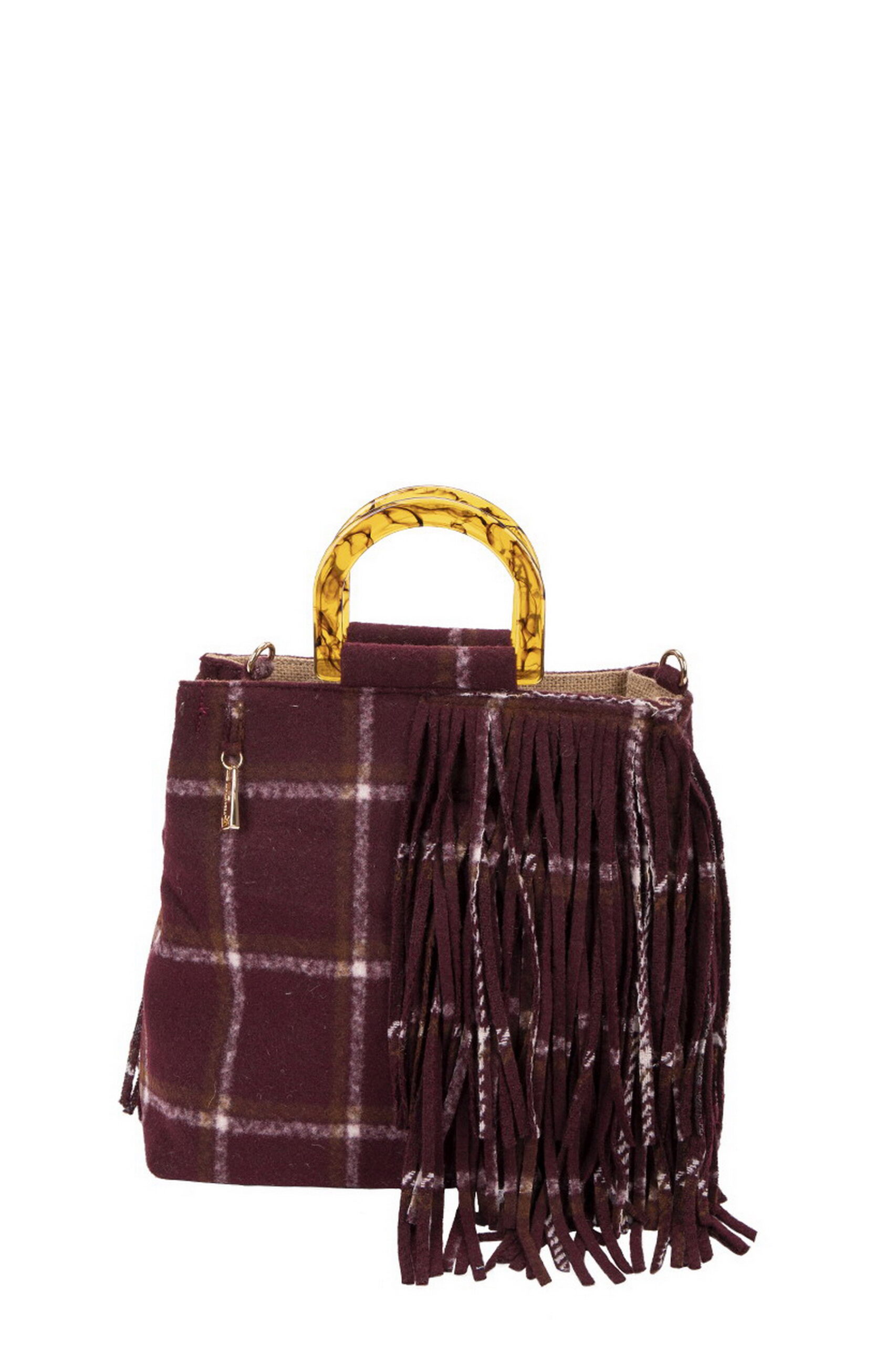 La MILANESA borsa tracolla in lana ESMERALDA variante colore Rosso scozzese
